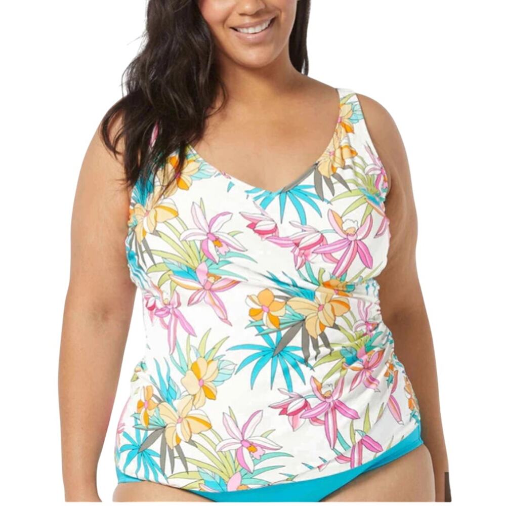 Beach House Plus Tropic Bloom Lola Wrap Tankini Top - 20W